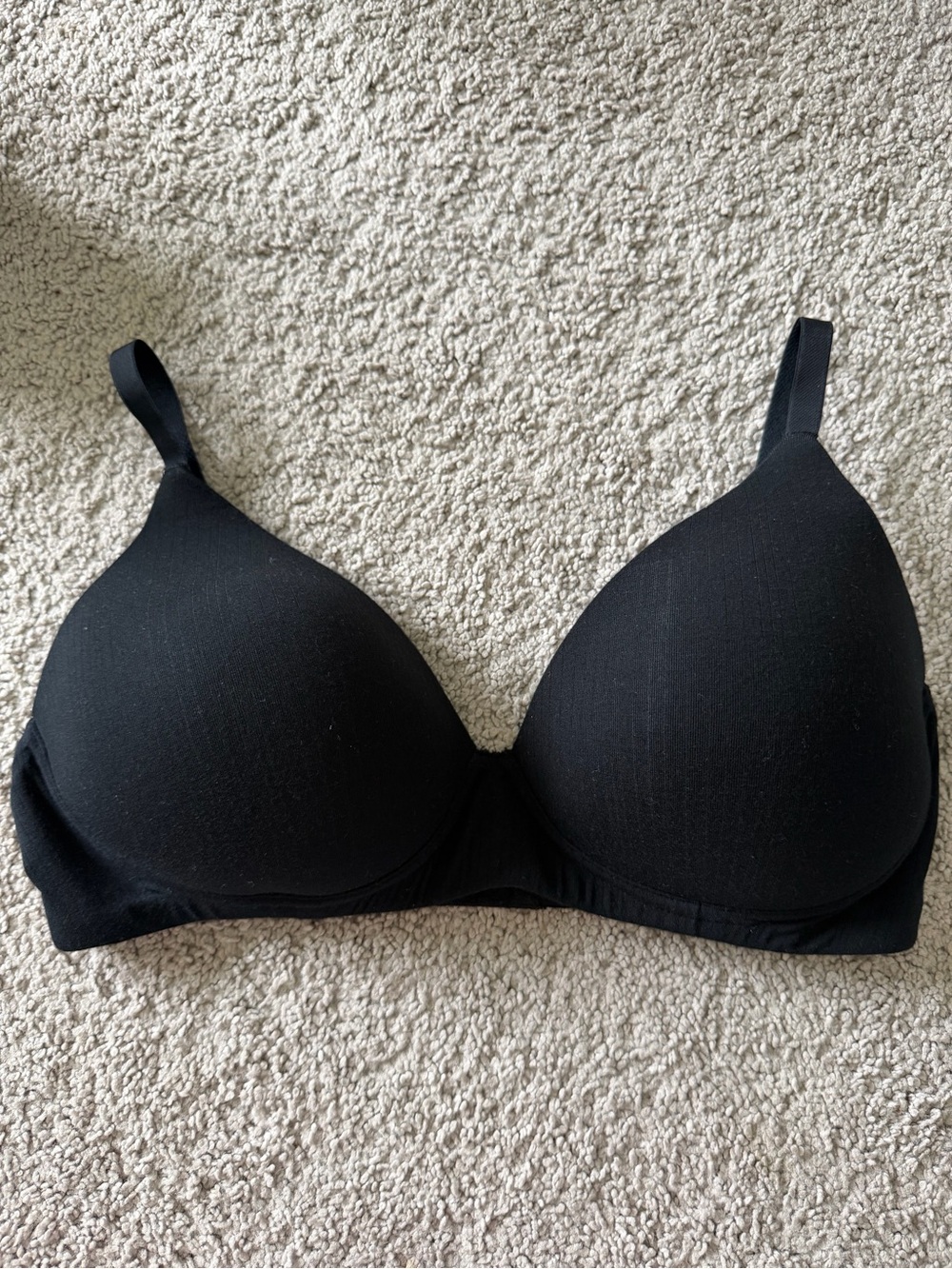 Auden Womens Black Comfort T-shirt Bra Wireless Size L